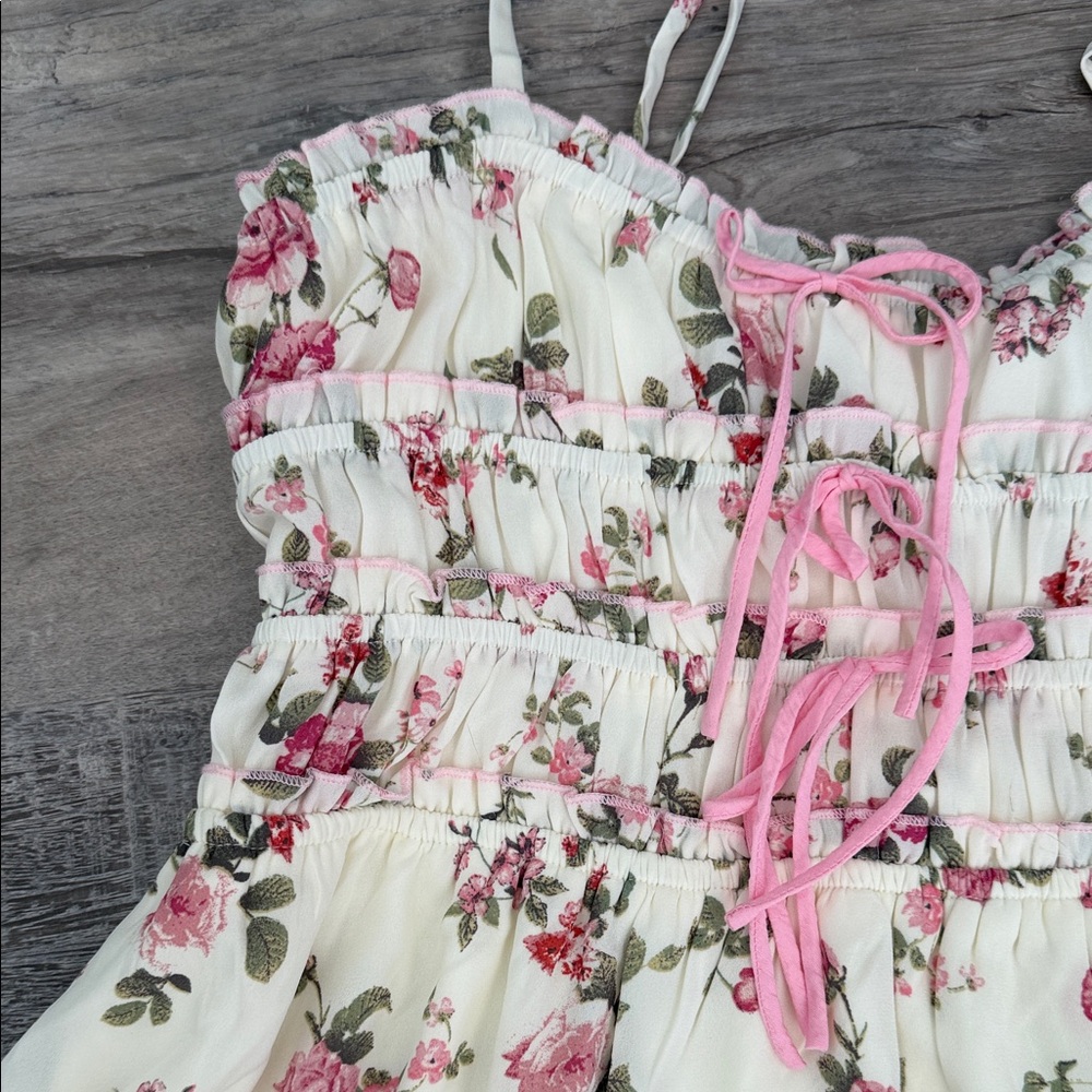 Jessica Simpson Floral Pink and White Womens Dress size L - Picture 2 of 7